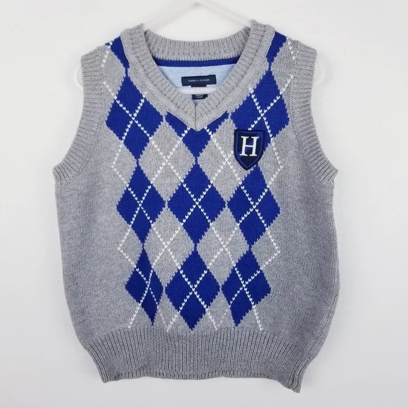 Tommy Hilfiger Gray Argyle Sweater Vest, size 5 - Picture 1 of 6